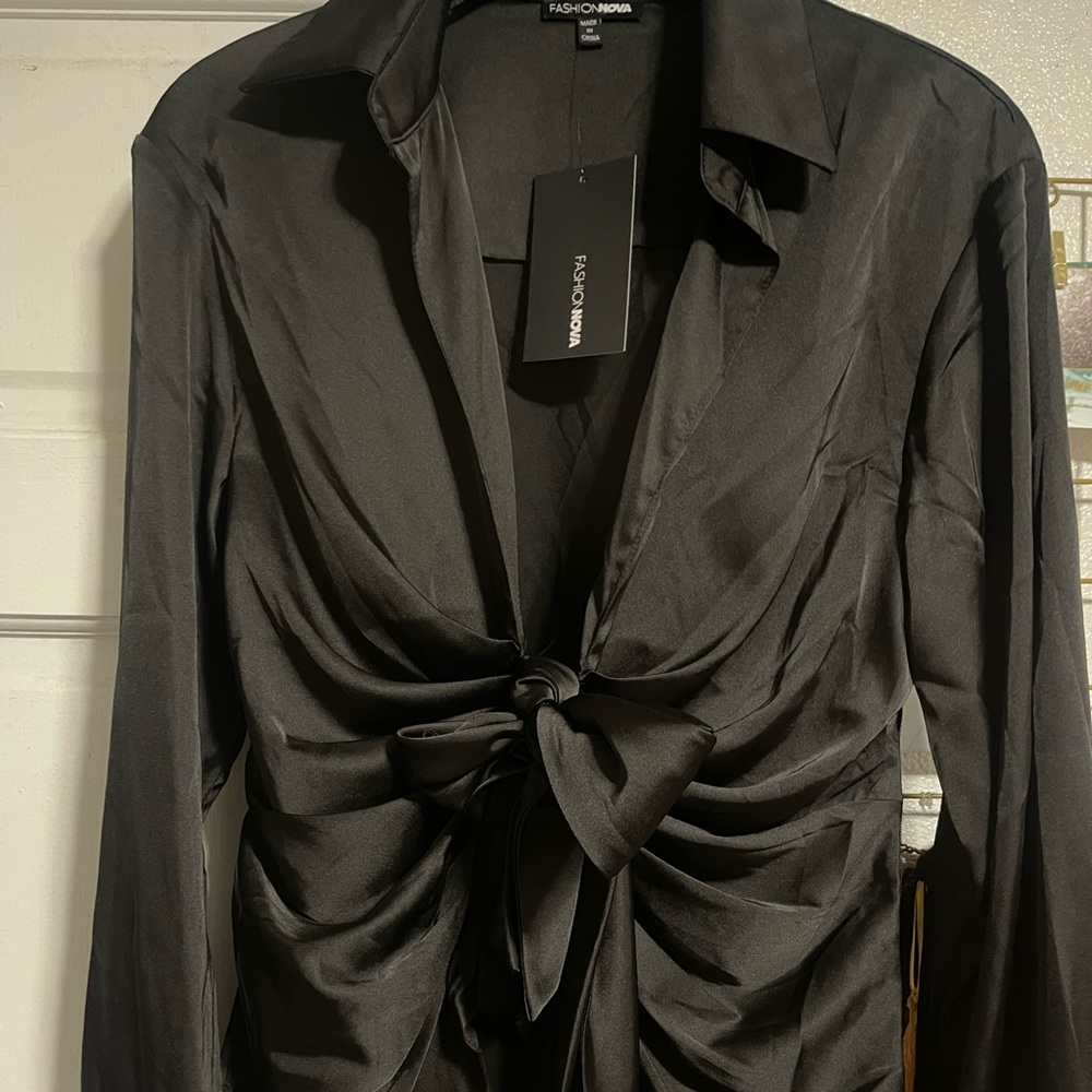 Fashion Nova Satin Draped Blouse